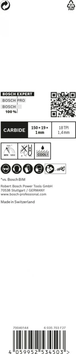 Bosch 2608900360 EXPERT Reciprozaagblad S922EHM Thin Tough Metal -Fetool Gereedschap Winkel 08135b831c1dde41536aeaae8a92639f