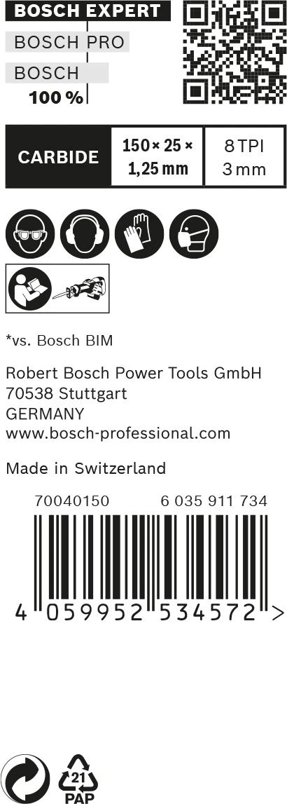 Bosch 2608900367 EXPERT Reciprozaagblad S955CHC 10st Thick Tough Metal 3 Bosch 2608900367 EXPERT Reciprozaagblad S955CHC 10st Thick Tough Metal - Afbeelding 3