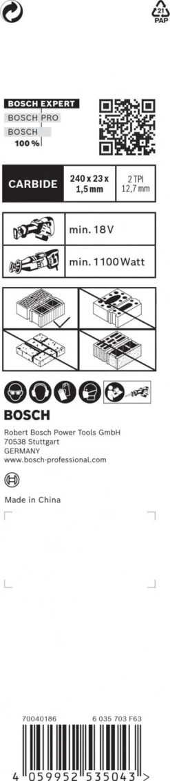 Bosch 2608900414 EXPERT Reciprozaagblad S1543HM Hollow Brick -Fetool Gereedschap Winkel 97c312083889ccb2eb9de3ac883df8d2